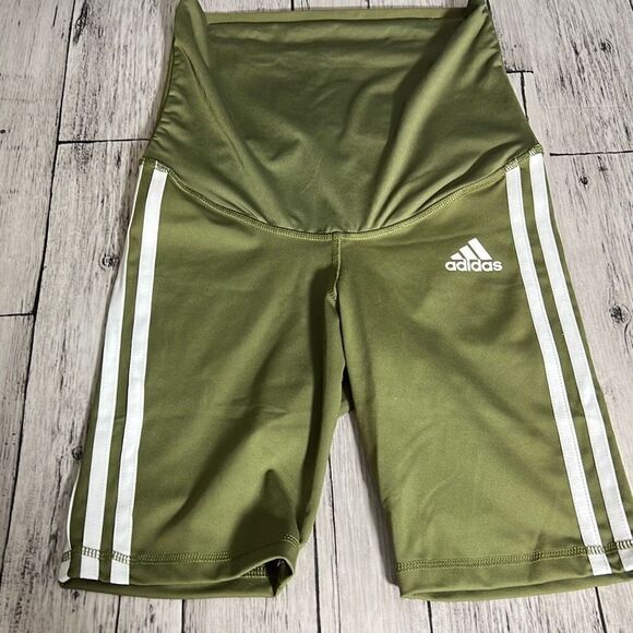 Adidas Aeroready Women's Athletic High Waist Green Yoga Shorts Size XS NWT - Picture 5 of 6